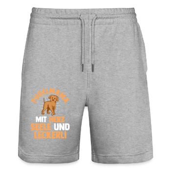 Hund Hundemama Pudelmama Mutter Pudel - Stanley/Stella Unisex Bio Joggingshorts Trainer  - Grau meliert - Vorne - Nik (191cm) & Marisol (170cm)