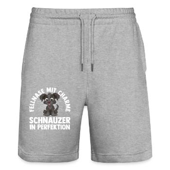 Hund Schnauzer Riesenschnauzer - Stanley/Stella Unisex Bio Joggingshorts Trainer  - Grau meliert - Vorne - Nik (191cm) & Marisol (170cm)