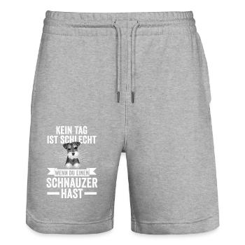 Hund Schnauzer Riesenschnauzer - Stanley/Stella Unisex Bio Joggingshorts Trainer  - Grau meliert - Vorne - Nik (191cm) & Marisol (170cm)