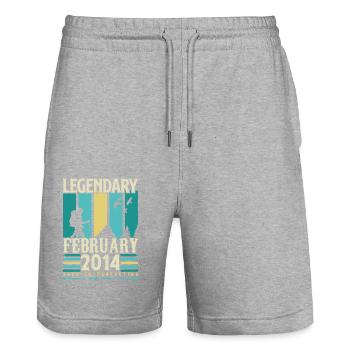Vintage Birthday Gift February 2014, February. - Stanley/Stella Trainer Unisex Organic Jogging Shorts - heather grey - Front - Nik (191cm) & Marisol (170cm)