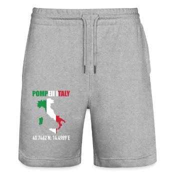 Pompéi Italie Carte Italienne Drapeau Géographie - Short de jogging bio TRAINER Stanley/Stella unisexe - gris chiné - Devant - Nik (191cm) & Marisol (170cm)