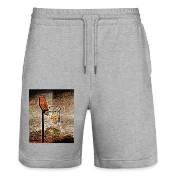 Basket-ball au clair de lune - Short de jogging bio TRAINER Stanley/Stella unisexe - gris chiné - Devant - Nik (191cm) & Marisol (170cm)