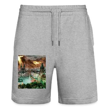 Prague, Czech Republic, Europe - Stanley/Stella Trainer Unisex Organic Jogging Shorts - heather grey - Front - Nik (191cm) & Marisol (170cm)