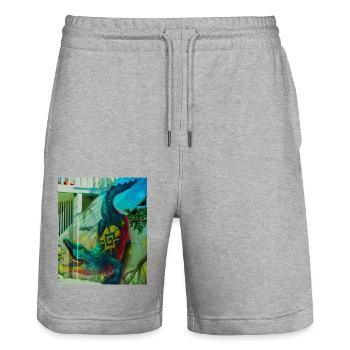Krokodil-Wandbild, Mexiko-Stadt - Stanley/Stella Unisex Bio Joggingshorts Trainer  - Grau meliert - Vorne - Nik (191cm) & Marisol (170cm)
