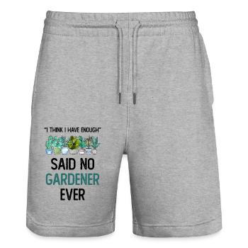 I Think I Have Enough Plants Garten Gärtner - Stanley/Stella Unisex Bio Joggingshorts Trainer  - Grau meliert - Vorne - Nik (191cm) & Marisol (170cm)