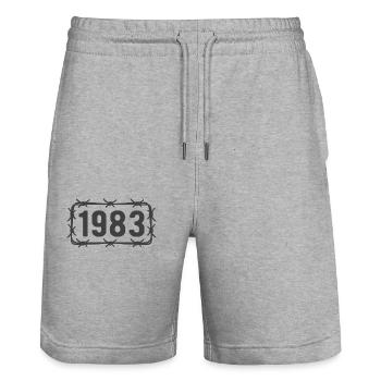 Birthday Vintage 1983 Barbed Wire - Stanley/Stella Trainer Unisex Organic Jogging Shorts - heather grey - Front - Nik (191cm) & Marisol (170cm)