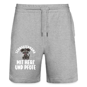 Giant Schnauzer Dog Schnauzer - Stanley/Stella Trainer Unisex Organic Jogging Shorts - heather grey - Front - Nik (191cm) & Marisol (170cm)