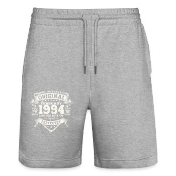 30. Geburtstag Original Februar Jahrgang 1994 - Stanley/Stella Unisex Bio Joggingshorts Trainer  - Grau meliert - Vorne - Nik (191cm) & Marisol (170cm)