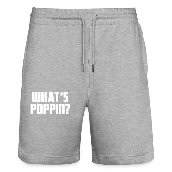 Qu’est-ce que Poppin ? Soirée cinéma Popcorn Knallmais - Short de jogging bio TRAINER Stanley/Stella unisexe - gris chiné - Devant - Nik (191cm) & Marisol (170cm)