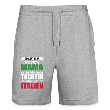 Mom Prettiest Daughter Italy Gift - Stanley/Stella Trainer Unisex Organic Jogging Shorts - heather grey - Front - Nik (191cm) & Marisol (170cm)