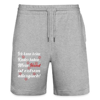 Ich kann keine Kinder haben mein Hund ist extrem - Stanley/Stella Unisex Bio Joggingshorts Trainer  - Grau meliert - Vorne - Nik (191cm) & Marisol (170cm)