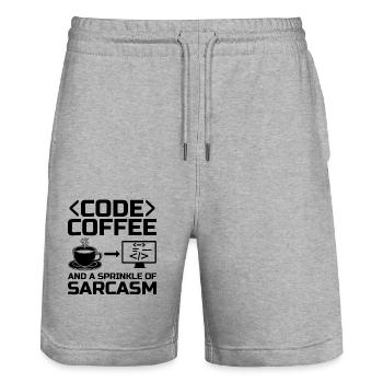 Kaffee-Codierung Programmierer Programmierer Entwickler Nerd Coff - Stanley/Stella Unisex Bio Joggingshorts Trainer  - Grau meliert - Vorne - Nik (191cm) & Marisol (170cm)