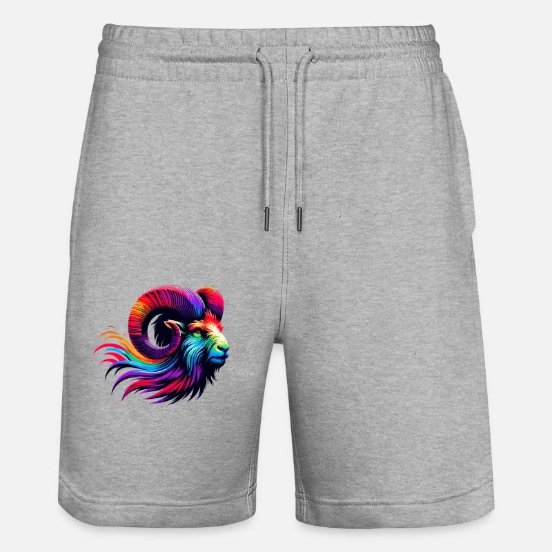 Widder Sternzeichen Lebendiges Regenbogen-Design - Stanley/Stella Unisex Bio Joggingshorts Trainer  - Grau meliert