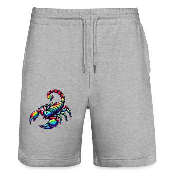 Scorpio Zodiac Design in Vivid Rainbow Hues - Stanley/Stella Trainer Unisex Organic Jogging Shorts - heather grey - Front - Nik (191cm) & Marisol (170cm)