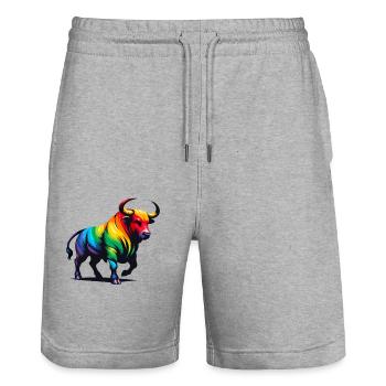 Taurus Zodiac Star Sign Vivid Rainbow Design - Stanley/Stella Trainer Unisex Organic Jogging Shorts - heather grey - Front - Nik (191cm) & Marisol (170cm)