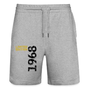 1968 Limited Edition Birthday Gift Wife Husband - Stanley/Stella Trainer Unisex Organic Jogging Shorts - heather grey - Front - Nik (191cm) & Marisol (170cm)