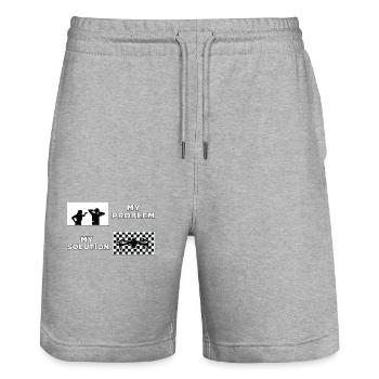 Drone Racing Lover My Problem My Pictogram Dad Mom - Stanley/Stella Unisex Bio Joggingshorts Trainer  - Grau meliert - Vorne - Nik (191cm) & Marisol (170cm)