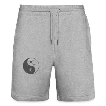 Tag und Nacht Yin and Yang Zeichen - Stanley/Stella Unisex Bio Joggingshorts Trainer  - Grau meliert - Vorne - Nik (191cm) & Marisol (170cm)