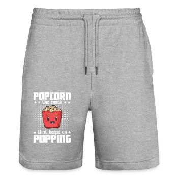 Popcorn Snack Popping - Short de jogging bio TRAINER Stanley/Stella unisexe - gris chiné - Devant - Nik (191cm) & Marisol (170cm)
