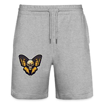Skull Moth Butterfly - Stanley/Stella Trainer Unisex Organic Jogging Shorts - heather grey - Front - Nik (191cm) & Marisol (170cm)