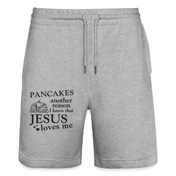 Pancake Lover Kids Jesus Faith - Stanley/Stella Unisex Bio Joggingshorts Trainer  - Grau meliert - Vorne - Nik (191cm) & Marisol (170cm)