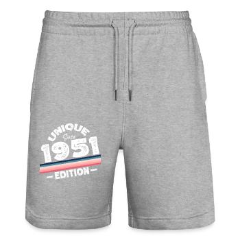 Unique Since 1951 Edition Birthday Vintage 1951 - Stanley/Stella Trainer Unisex Organic Jogging Shorts - heather grey - Front - Nik (191cm) & Marisol (170cm)