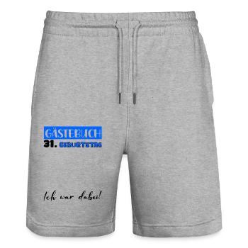 Guestbook Decoration Men Men's 31st Birthday Tshirt - Stanley/Stella Trainer Unisex Organic Jogging Shorts - heather grey - Front - Nik (191cm) & Marisol (170cm)