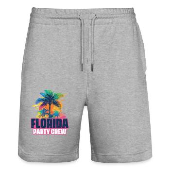 Florida Party Crew Vacation - Stanley/Stella Trainer Unisex Organic Jogging Shorts - heather grey - Front - Nik (191cm) & Marisol (170cm)