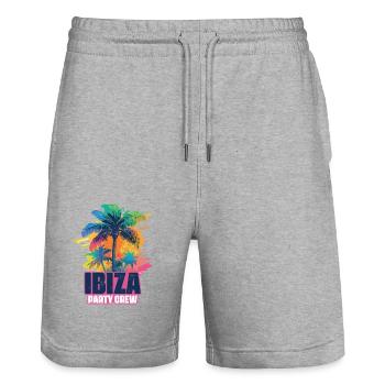 Vacances de l’équipage de la fête d’Ibiza - Short de jogging bio TRAINER Stanley/Stella unisexe - gris chiné - Devant - Nik (191cm) & Marisol (170cm)