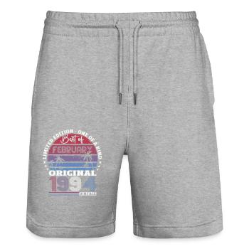 30e anniversaire mari février Vintage 1994 Original - Short de jogging bio TRAINER Stanley/Stella unisexe - gris chiné - Devant - Nik (191cm) & Marisol (170cm)