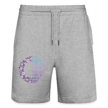 Guerrier de la santé mentale violet et turquoise - Short de jogging bio TRAINER Stanley/Stella unisexe - gris chiné - Devant - Nik (191cm) & Marisol (170cm)