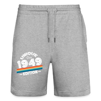 Unique depuis 1949 Edition Anniversaire Millésime 1949 - Short de jogging bio TRAINER Stanley/Stella unisexe - gris chiné - Devant - Nik (191cm) & Marisol (170cm)