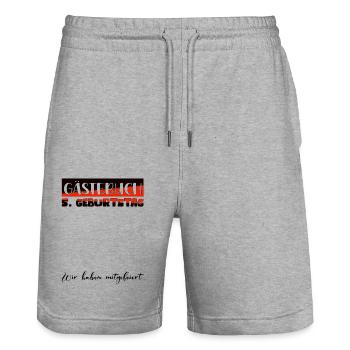 5. Geburtstag Geschenk Mädchen Jungen Gästebuch - Stanley/Stella Unisex Bio Joggingshorts Trainer  - Grau meliert - Vorne - Nik (191cm) & Marisol (170cm)