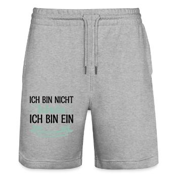 I'm not small, I'm a concentrate! - Stanley/Stella Trainer Unisex Organic Jogging Shorts - heather grey - Front - Nik (191cm) & Marisol (170cm)