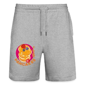 Amoureux des crêpes Les enfants J’aime les crêpes - Short de jogging bio TRAINER Stanley/Stella unisexe - gris chiné - Devant - Nik (191cm) & Marisol (170cm)