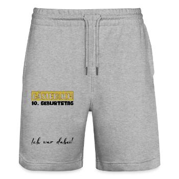 10. Geburtstag Geschenk Mädchen Jungen Gästebuch - Stanley/Stella Unisex Bio Joggingshorts Trainer  - Grau meliert - Vorne - Nik (191cm) & Marisol (170cm)