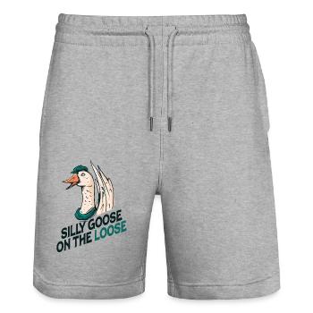 Die Dumme Gans Auf Freiem Fuß - Stanley/Stella Unisex Bio Joggingshorts Trainer  - Grau meliert - Vorne - Nik (191cm) & Marisol (170cm)