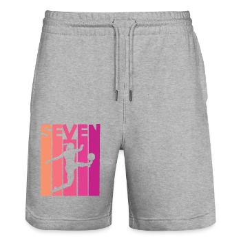 Female Soccer Player 7th Birthday - Stanley/Stella Trainer Unisex Organic Jogging Shorts - heather grey - Front - Nik (191cm) & Marisol (170cm)