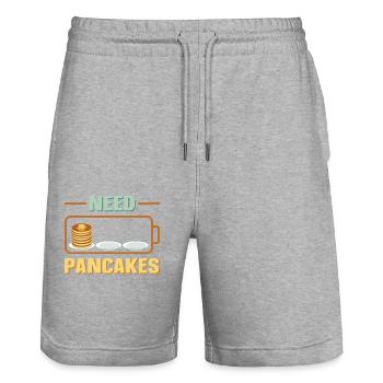 Pancake Lover Kids Batterie Besoin - Short de jogging bio TRAINER Stanley/Stella unisexe - gris chiné - Devant - Nik (191cm) & Marisol (170cm)