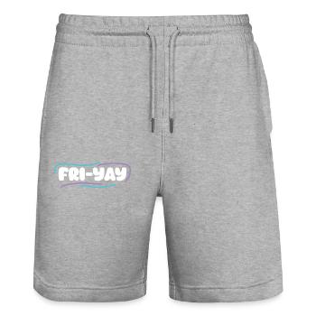 Fri Yay Enseignants Ambiance du week-end de l’école - Short de jogging bio TRAINER Stanley/Stella unisexe - gris chiné - Devant - Nik (191cm) & Marisol (170cm)