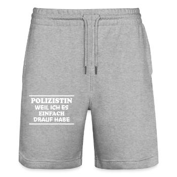 Polizistin Spruch Polizei Witz Polizistin Geschenk - Stanley/Stella Unisex Bio Joggingshorts Trainer  - Grau meliert - Vorne - Nik (191cm) & Marisol (170cm)