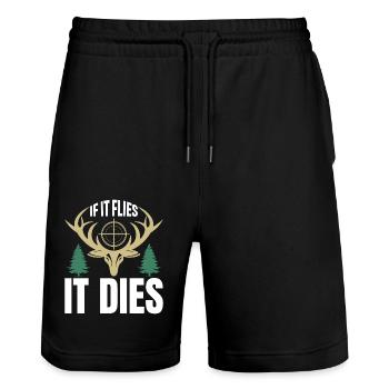If it flies, it dies - Stanley/Stella Trainer Unisex Organic Jogging Shorts - black - Front - Nik (191cm) & Marisol (170cm)