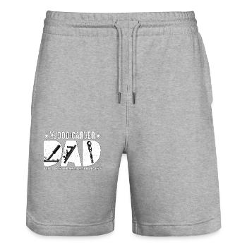Sculpteur sur bois papa l’idole le mythe la menuiserie - Short de jogging bio TRAINER Stanley/Stella unisexe - gris chiné - Devant - Nik (191cm) & Marisol (170cm)