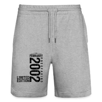 Birthday February 2002 February born in February - Stanley/Stella Trainer Unisex Organic Jogging Shorts - heather grey - Front - Nik (191cm) & Marisol (170cm)