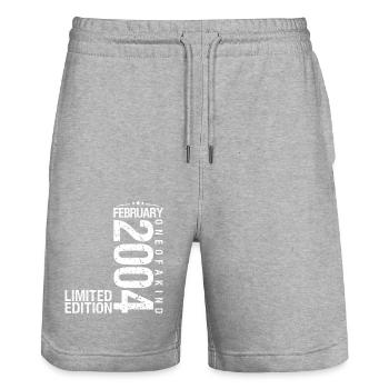 Février 2004 Février anniversaire February 2004 - Short de jogging bio TRAINER Stanley/Stella unisexe - gris chiné - Devant - Nik (191cm) & Marisol (170cm)