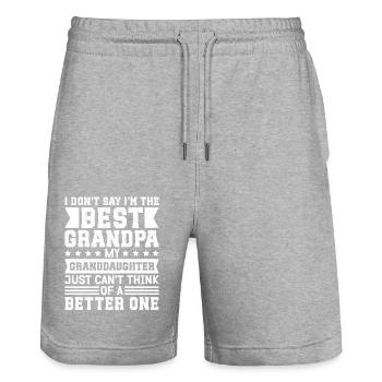 Grandpa Gift Best Grandpa Gift Idea - Stanley/Stella Trainer Unisex Organic Jogging Shorts - heather grey - Front - Nik (191cm) & Marisol (170cm)