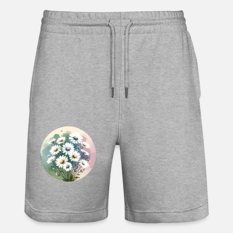 Gänseblümchen gezeichnet - Stanley/Stella Unisex Bio Joggingshorts Trainer  - Grau meliert