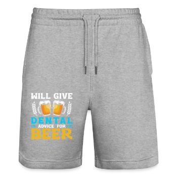 Wird zahnärztliche Ratschläge für Bierzahnarzt Dental De geben - Stanley/Stella Unisex Bio Joggingshorts Trainer  - Grau meliert - Vorne - Nik (191cm) & Marisol (170cm)