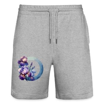 Iris dessinés - Short de jogging bio TRAINER Stanley/Stella unisexe - gris chiné - Devant - Nik (191cm) & Marisol (170cm)