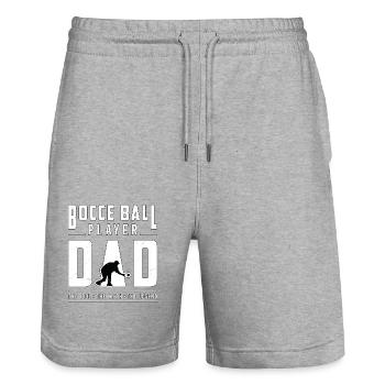 Joueur de pétanque Papa L’idole Le mythe Ball Sport - Short de jogging bio TRAINER Stanley/Stella unisexe - gris chiné - Devant - Nik (191cm) & Marisol (170cm)